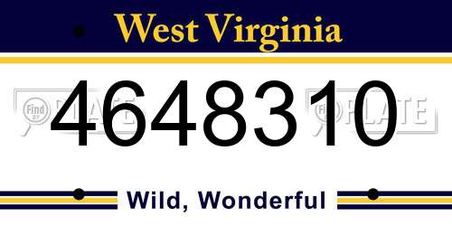 4648310 West Virginia License Plate