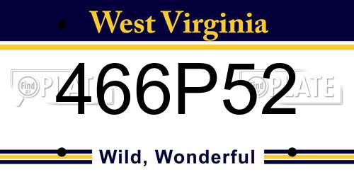 466P52 West Virginia License Plate