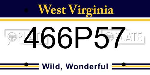 466P57 West Virginia License Plate