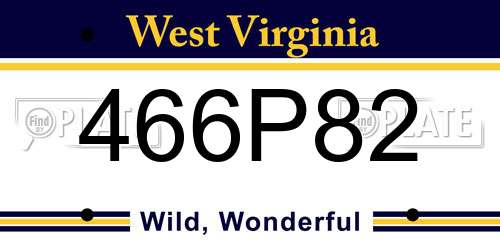 466P82 West Virginia License Plate
