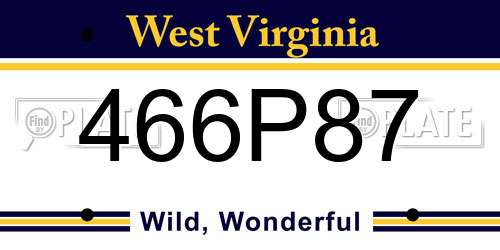 466P87 West Virginia License Plate