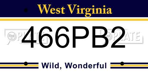 466PB2 West Virginia License Plate