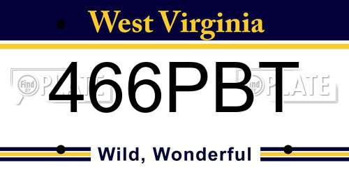 466PBT West Virginia License Plate