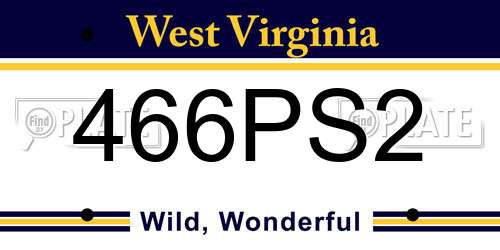 466PS2 West Virginia License Plate