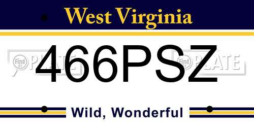 466PSZ West Virginia License Plate