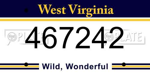 467242 West Virginia License Plate
