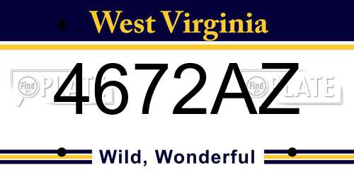 4672AZ West Virginia License Plate