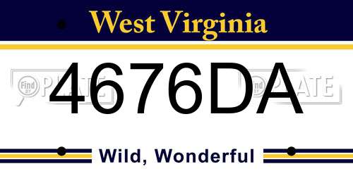 4676DA West Virginia License Plate