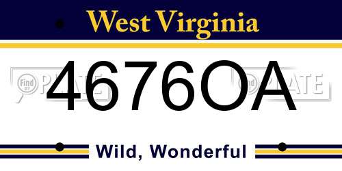 4676OA West Virginia License Plate