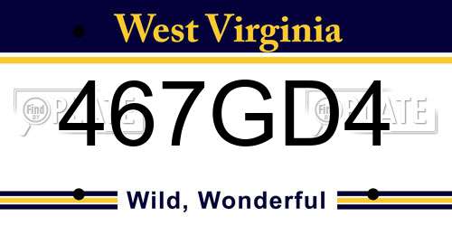 467GD4 West Virginia License Plate