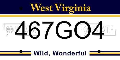 467GO4 West Virginia License Plate
