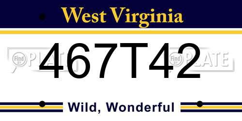 467T42 West Virginia License Plate
