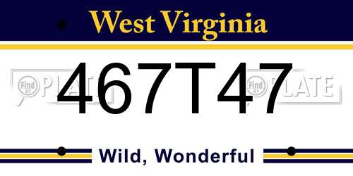 467T47 West Virginia License Plate