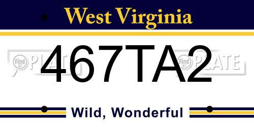 467TA2 West Virginia License Plate