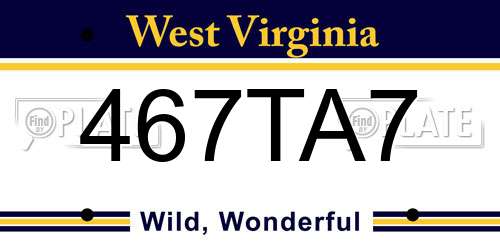 467TA7 West Virginia License Plate