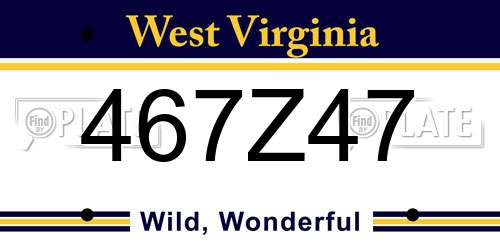 467Z47 West Virginia License Plate