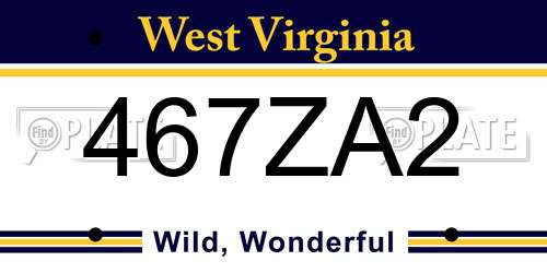 467ZA2 West Virginia License Plate