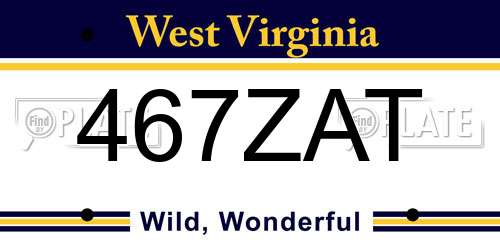 467ZAT West Virginia License Plate