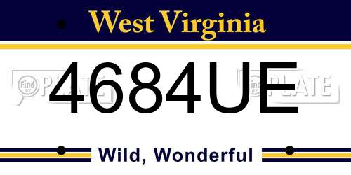 4684UE West Virginia License Plate