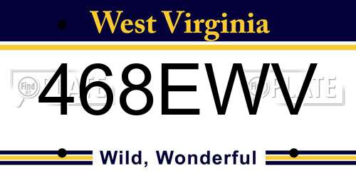 468EWV West Virginia License Plate