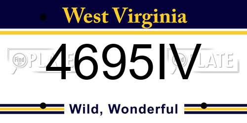 4695IV West Virginia License Plate