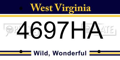 4697HA West Virginia License Plate