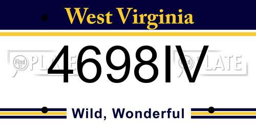 4698IV West Virginia License Plate