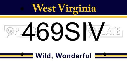 469SIV West Virginia License Plate