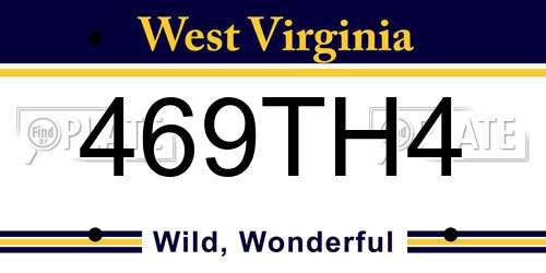 469TH4 West Virginia License Plate