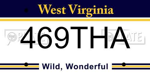 469THA West Virginia License Plate