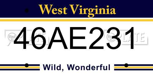 46AE231 West Virginia License Plate