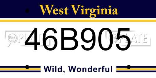 46B905 West Virginia License Plate