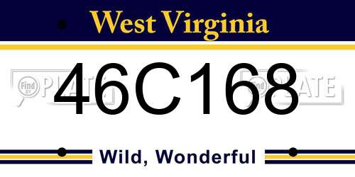46C168 West Virginia License Plate