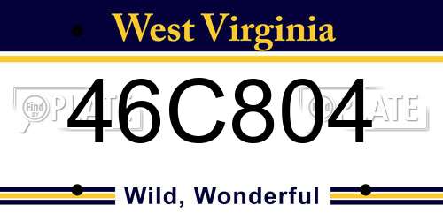 46C804 West Virginia License Plate
