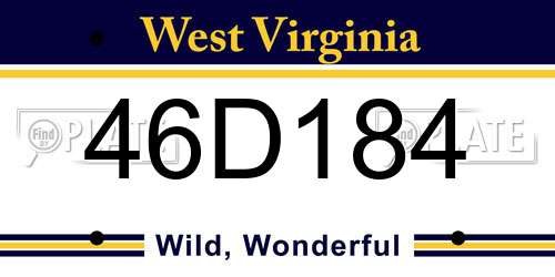 46D184 West Virginia License Plate