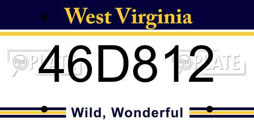 46D812 West Virginia License Plate