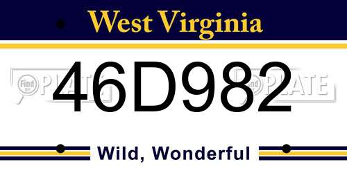 46D982 West Virginia License Plate