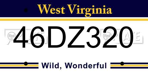 46DZ320 West Virginia License Plate