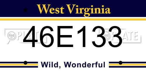 46E133 West Virginia License Plate
