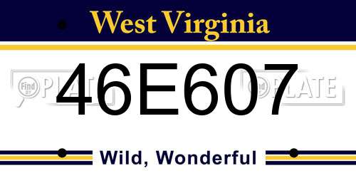 46E607 West Virginia License Plate