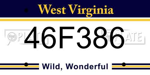 46F386 West Virginia License Plate