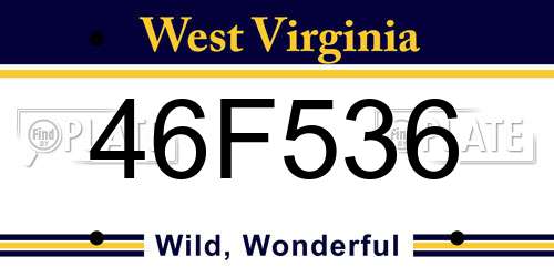 46F536 West Virginia License Plate