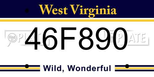 46F890 West Virginia License Plate