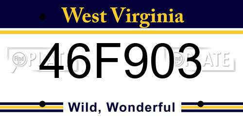 46F903 West Virginia License Plate