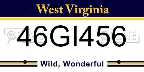 46GI456 West Virginia License Plate