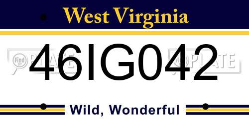 46IG042 West Virginia License Plate