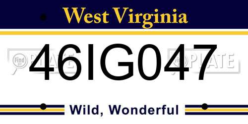 46IG047 West Virginia License Plate