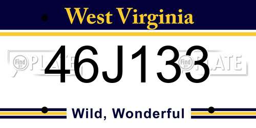 46J133 West Virginia License Plate