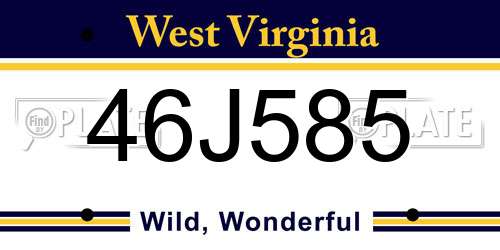 46J585 West Virginia License Plate