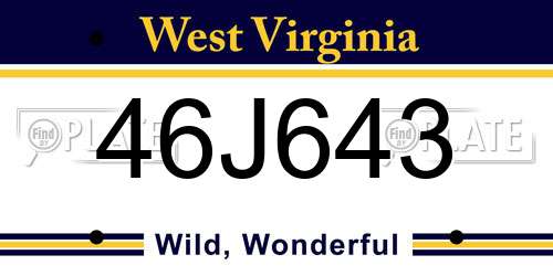 46J643 West Virginia License Plate